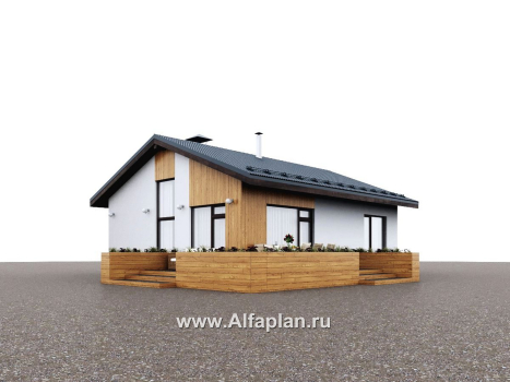 «Литен» - проект простого одноэтажного дома, планировка 2 спальни, с двускатной крышей - превью дополнительного изображения №3
