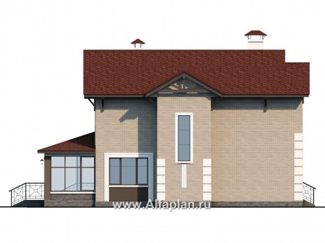 «Традиция» - проект двухэтажного дома, планировка с кабинетом на 1 эт, с террасой - превью фасада дома