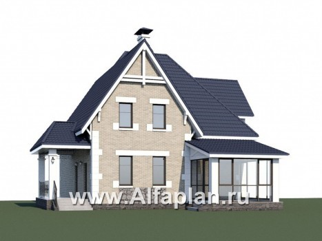 «Золушка» - проект дома с мансардой, с террасой, в стиле Петровское барокко - превью дополнительного изображения №1