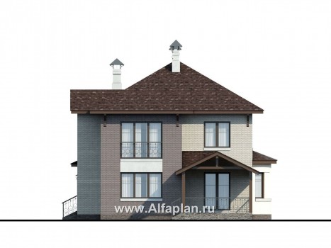«Эллада» - проект двухэтажного дома, с эркером и с террасой, планировка с кабинетом на 1 эт, в русском стиле - превью фасада дома
