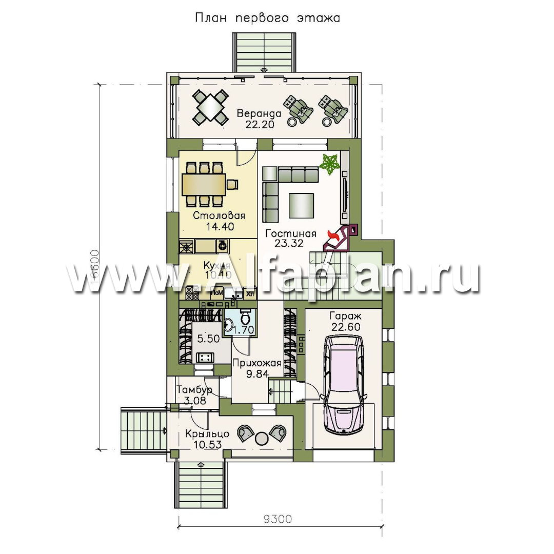 Проекты домов Альфаплан - «Белая ночь»- дом с цокольным этажом для большой семьи - изображение плана проекта №2