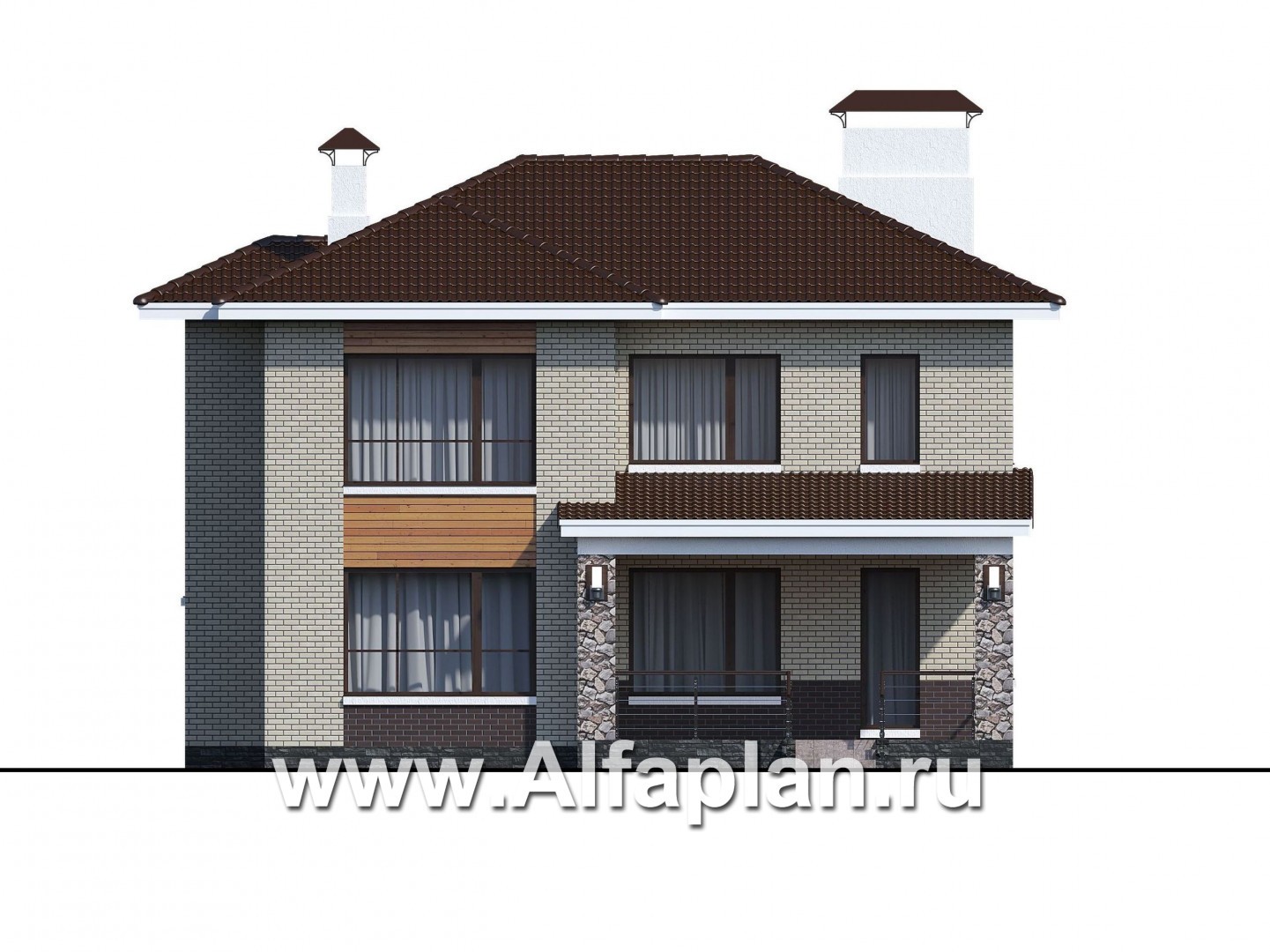 Проекты домов Альфаплан - «Формула успеха» - загородный дом с удобной планировкой - изображение фасада №4