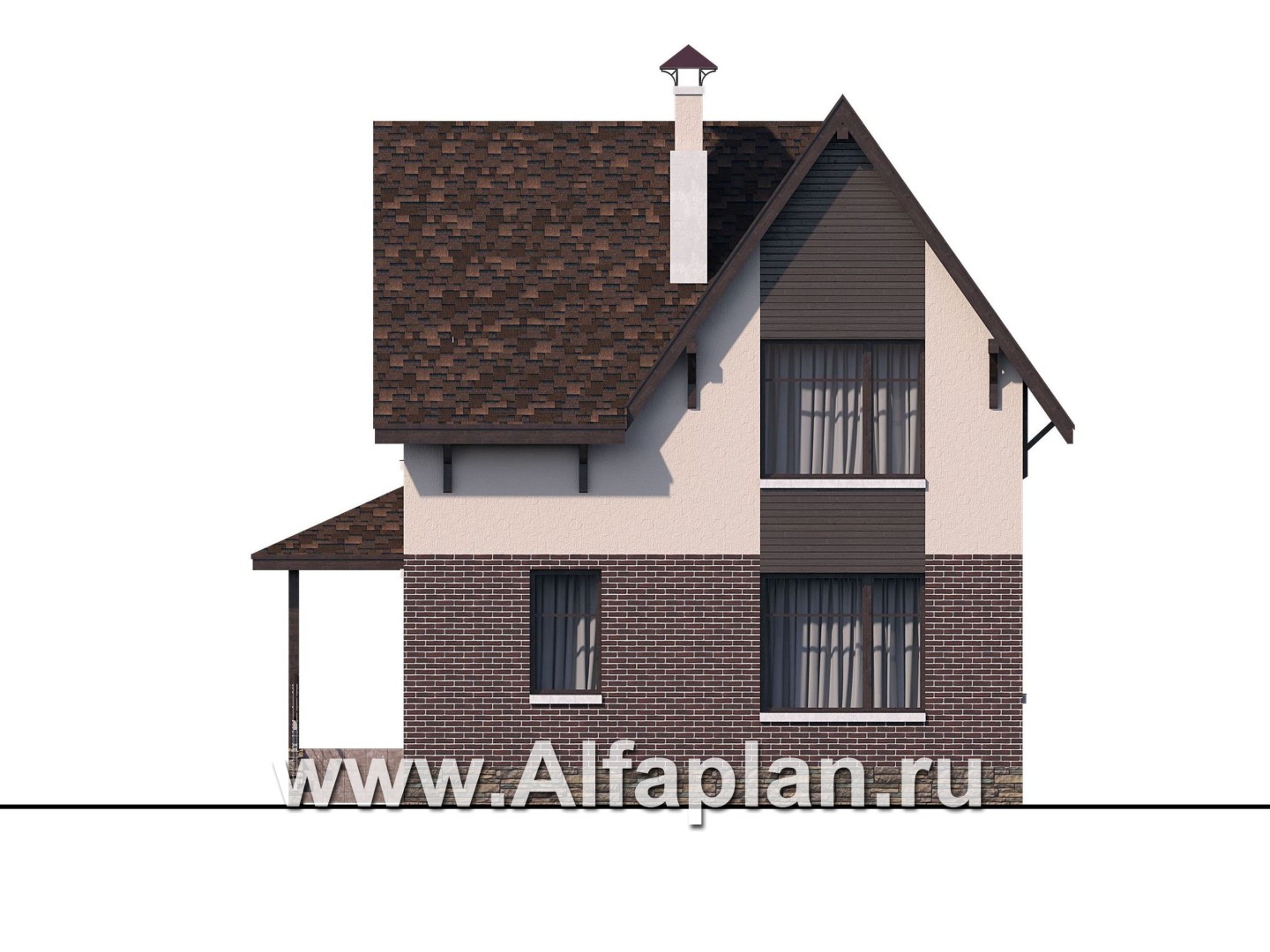 Проекты домов Альфаплан - «Оптима»- стильный современный дом из кирпичей или газобетона - изображение фасада №4