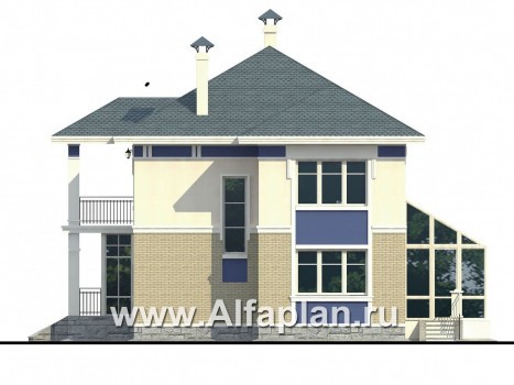 Проекты домов Альфаплан - «Аристократ» -  современный особняк в стиле модерн - превью фасада №2