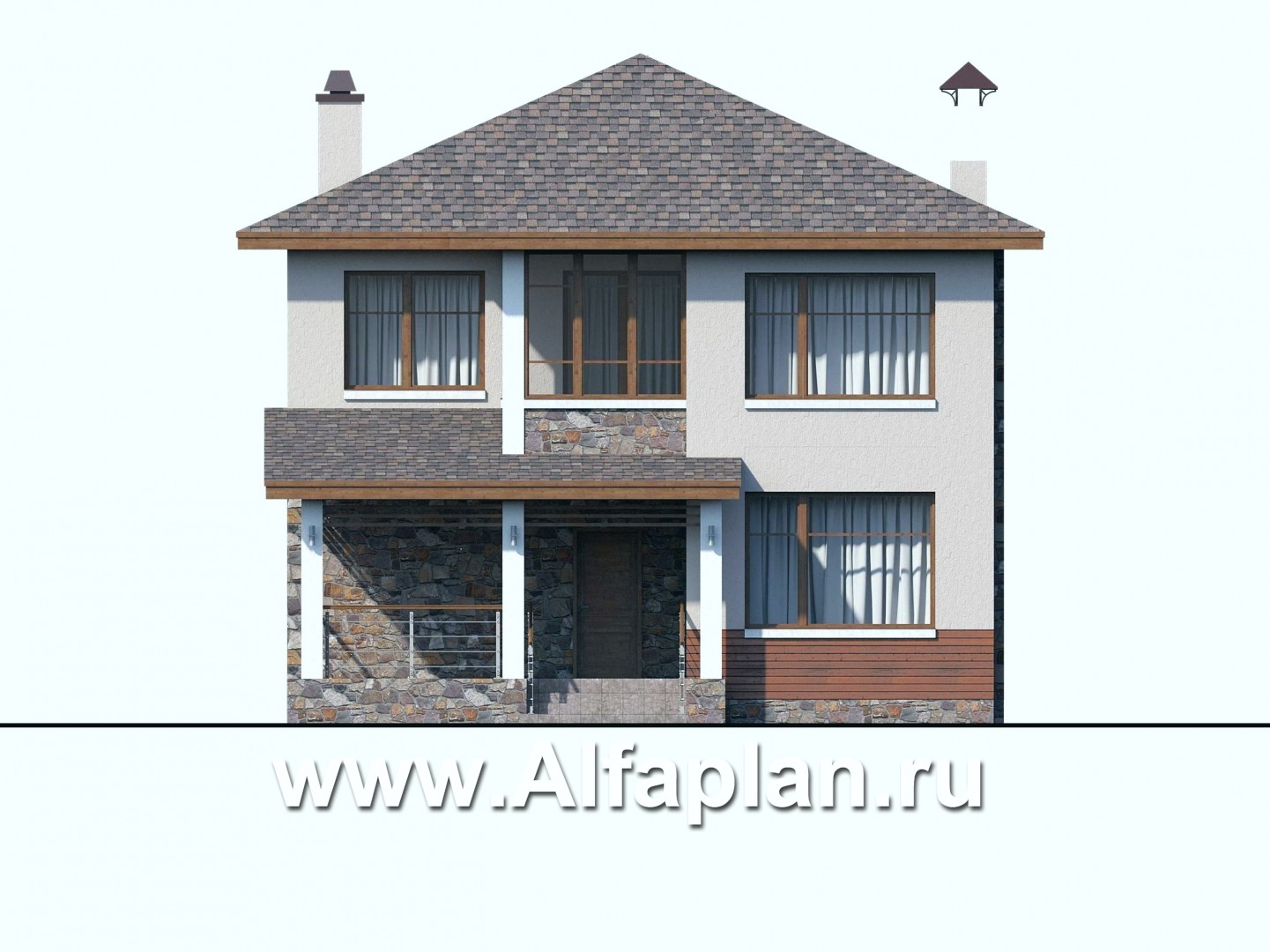 Проекты домов Альфаплан - «Траектория» - современный, компактный дом - изображение фасада №1