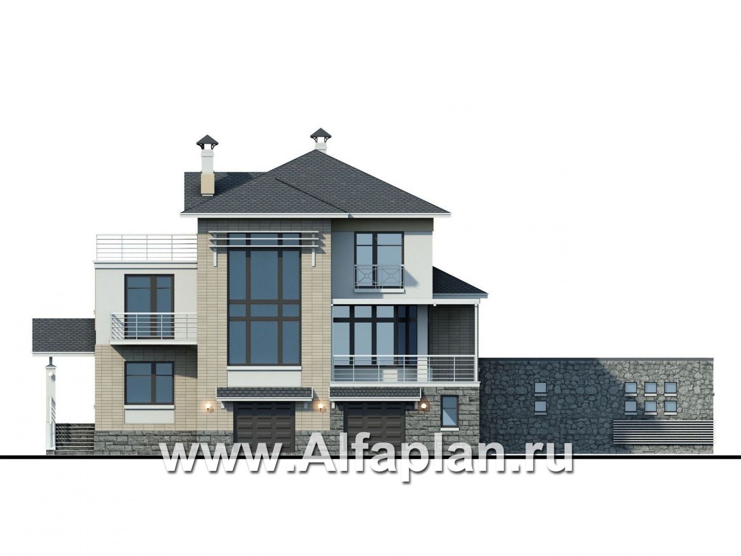 Проекты домов Альфаплан - 77A-S+287B-S - изображение фасада №1
