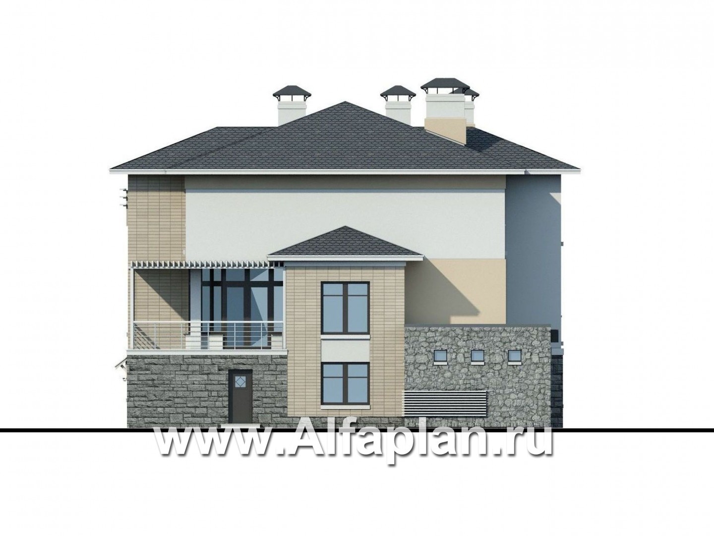 Проекты домов Альфаплан - 77A-S+287B-S - изображение фасада №2