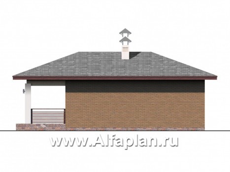 Проекты домов Альфаплан - Баня с небольшим бассейном и террасой - превью фасада №2