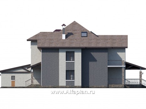 Проекты домов Альфаплан - «Демидов» - респектабельный особняк с гаражом на два автомобиля - превью фасада №2