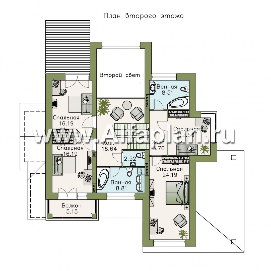 Проекты домов Альфаплан - «Современник плюс» — современный дом c цокольным этажом - изображение плана проекта №3