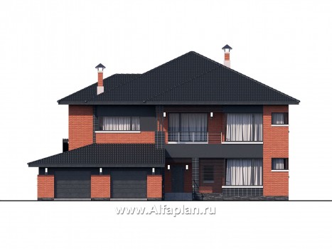 Проекты домов Альфаплан - «Эльба» — современная вилла с угловым остеклением и гаражом - превью фасада №1