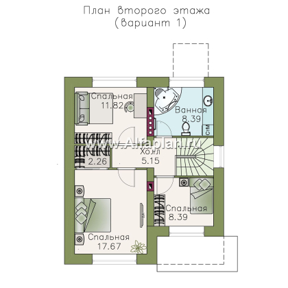 Проекты домов Альфаплан - «Оптима»- стильный небольшой дом - превью плана проекта №2