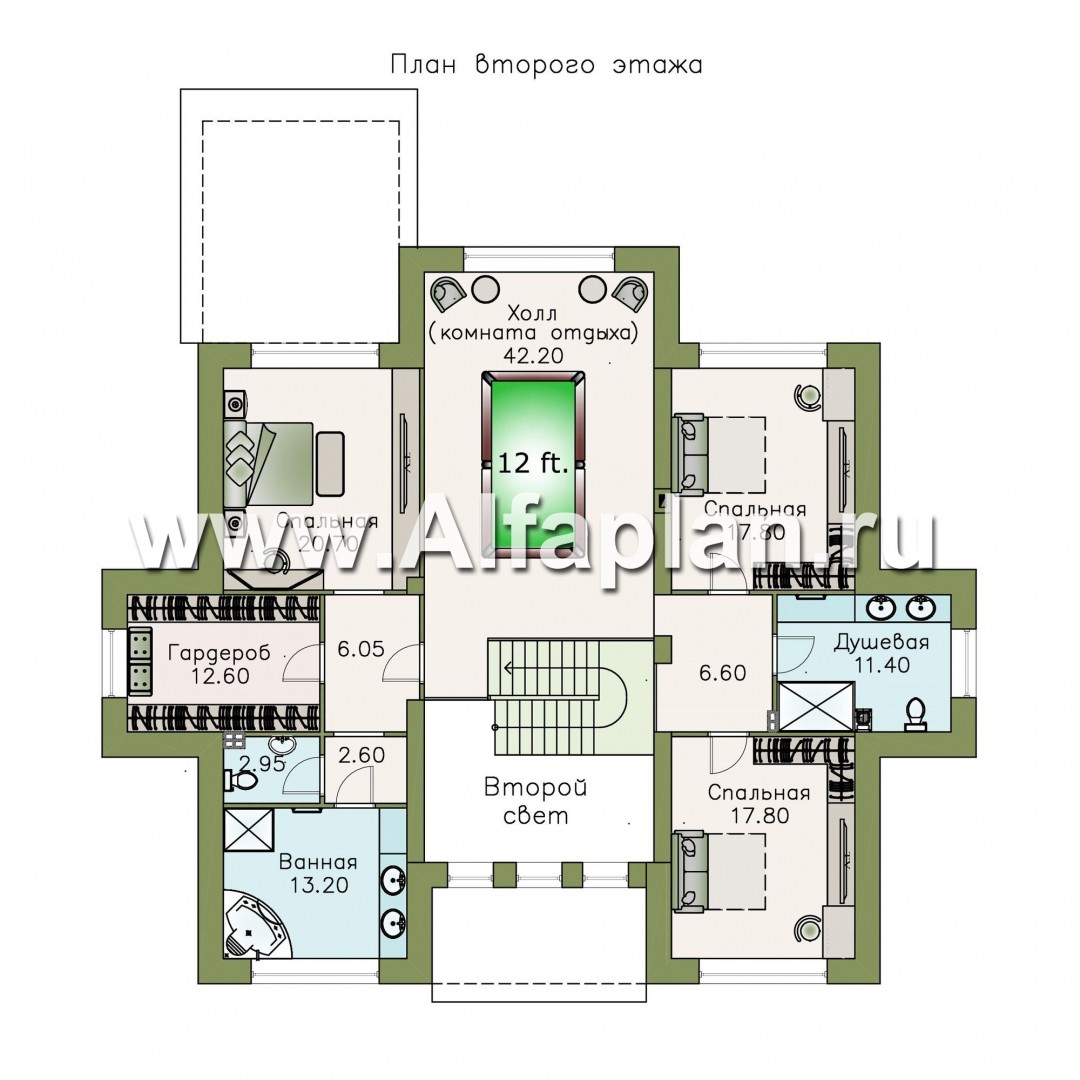 Проекты домов Альфаплан - «Рейн» - просторный современный коттедж - изображение плана проекта №2