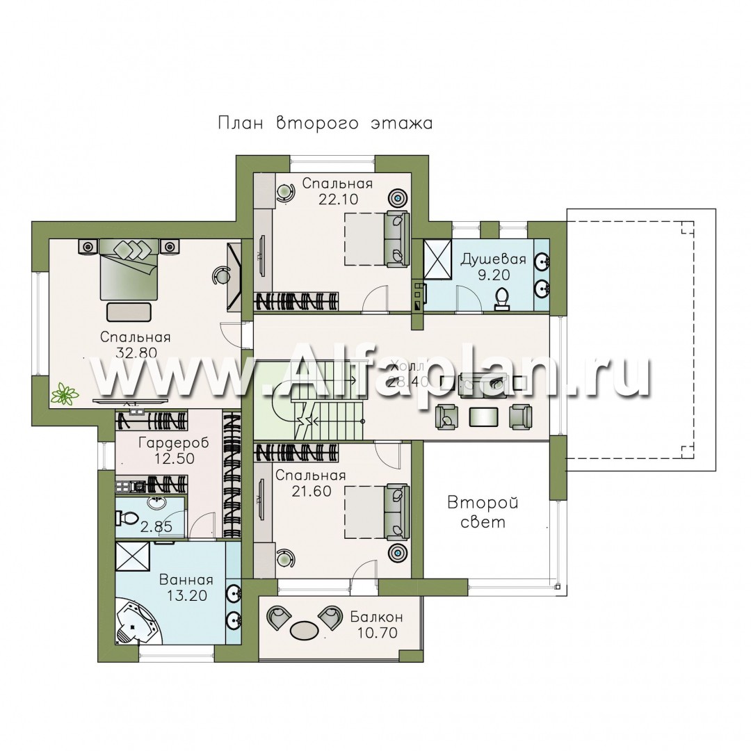 Проекты домов Альфаплан - «Эндр» — большая вилла с эксплуатируемой кровлей - изображение плана проекта №2
