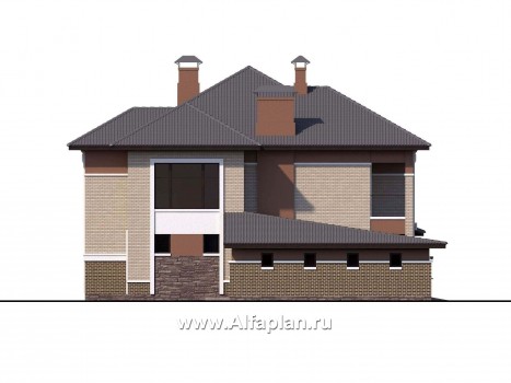 Проекты домов Альфаплан - «Тибр» — респектабельный двухэтажный особняк с гаражом - превью фасада №3