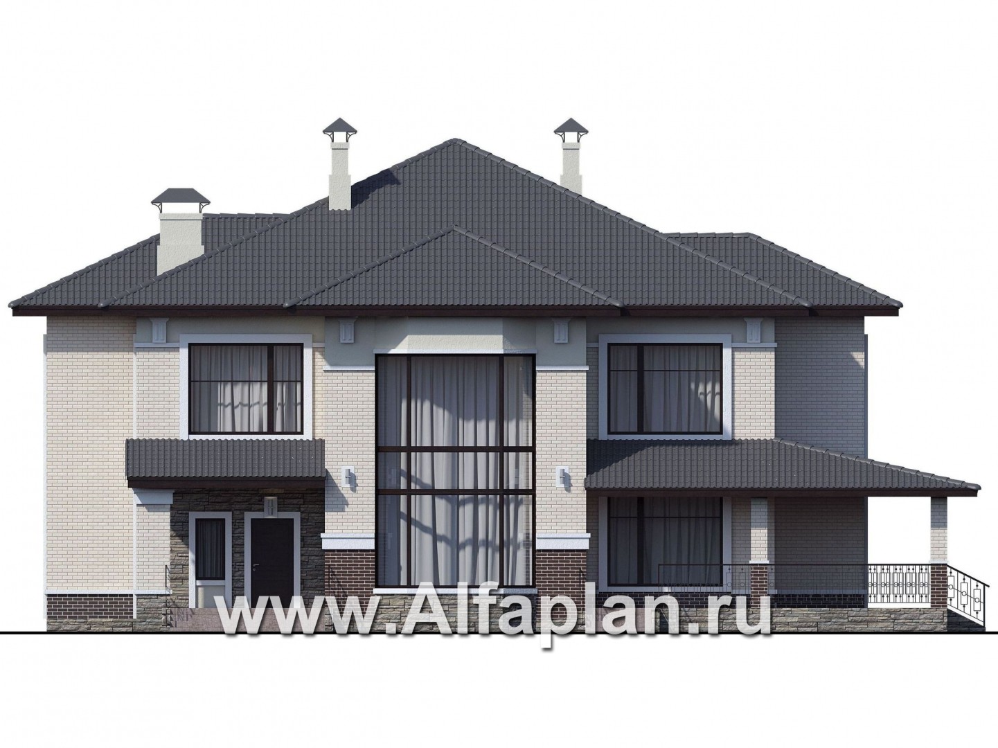 Проекты домов Альфаплан - «Сена» — респектабельный двухэтажный особняк - изображение фасада №1