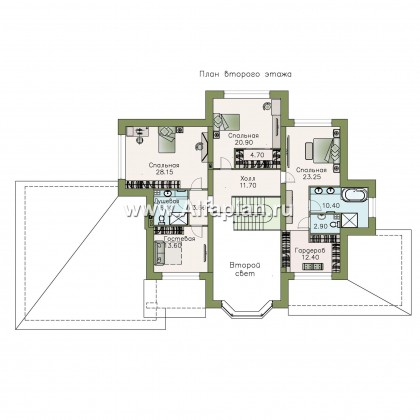 Проекты домов Альфаплан - «Сена» — респектабельный двухэтажный особняк с гаражом - превью плана проекта №2