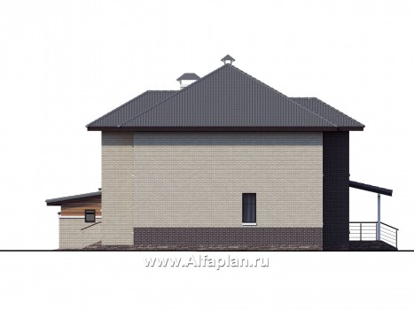 Проекты домов Альфаплан - «Киприда» — проект двухэтажного дома в современном стиле, мастер спальня, с террасой и гаражом на 2 авто - превью фасада №2