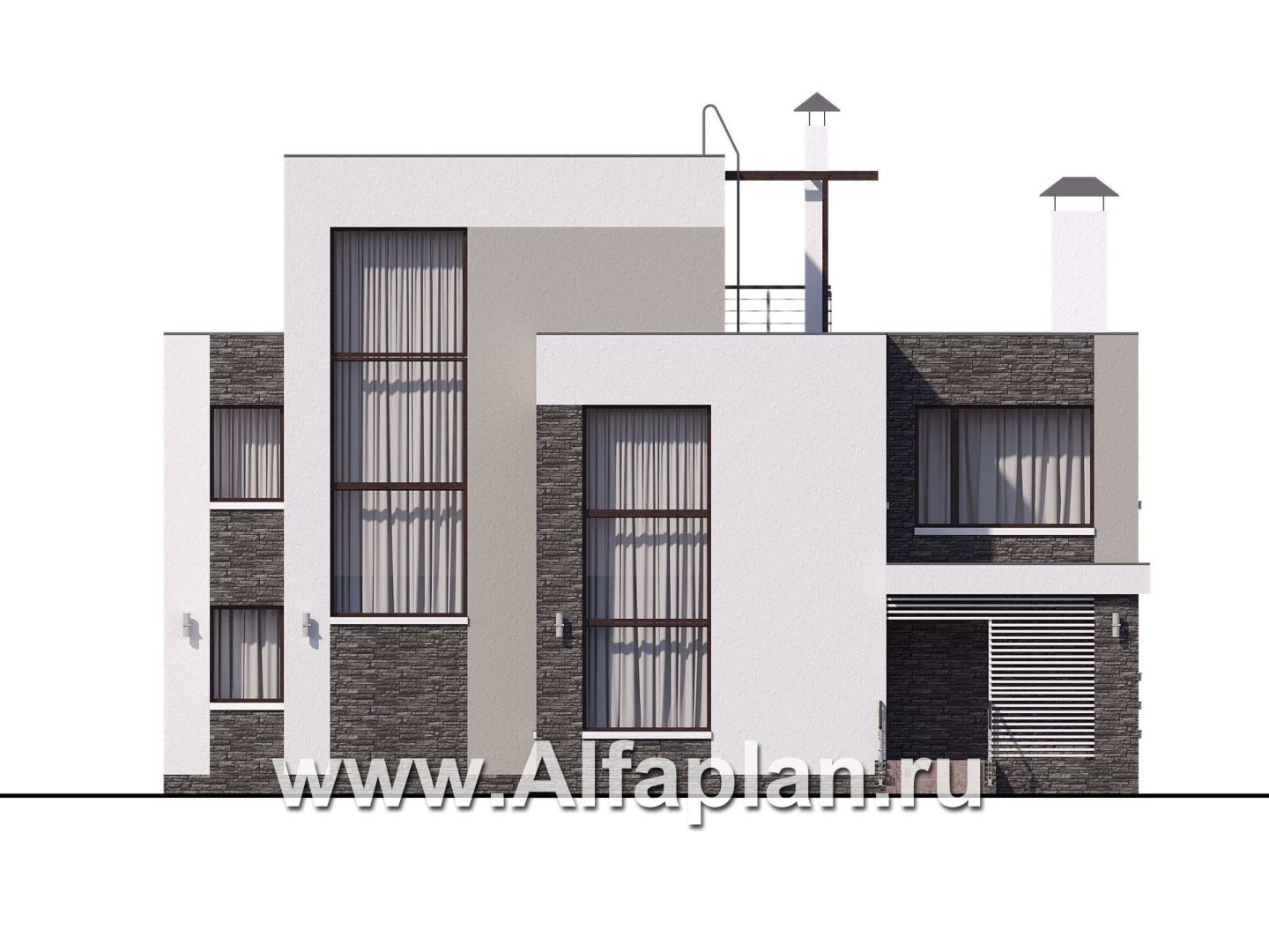 Проекты домов Альфаплан - « Альстер» — трехэтажный коттедж с эксплуатируемой кровлей - изображение фасада №1