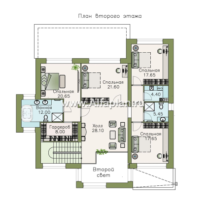 Проекты домов Альфаплан - « Альстер» — трехэтажный коттедж с эксплуатируемой кровлей - превью плана проекта №2