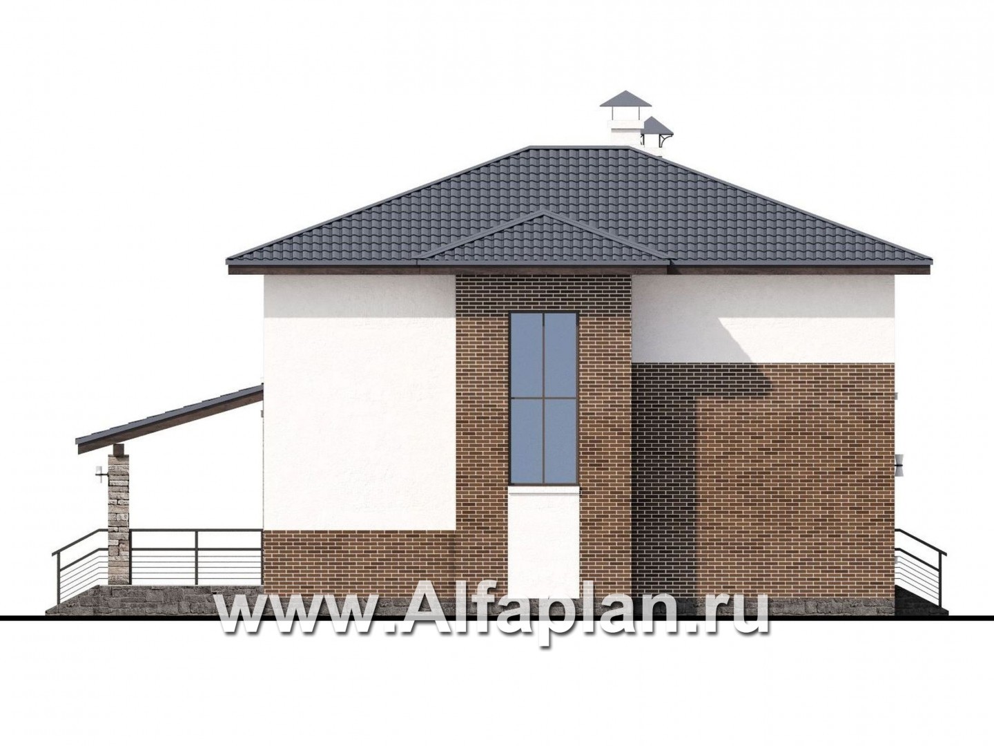 Проекты домов Альфаплан - «Страйк» - современный дом с открытой планировкой - изображение фасада №3