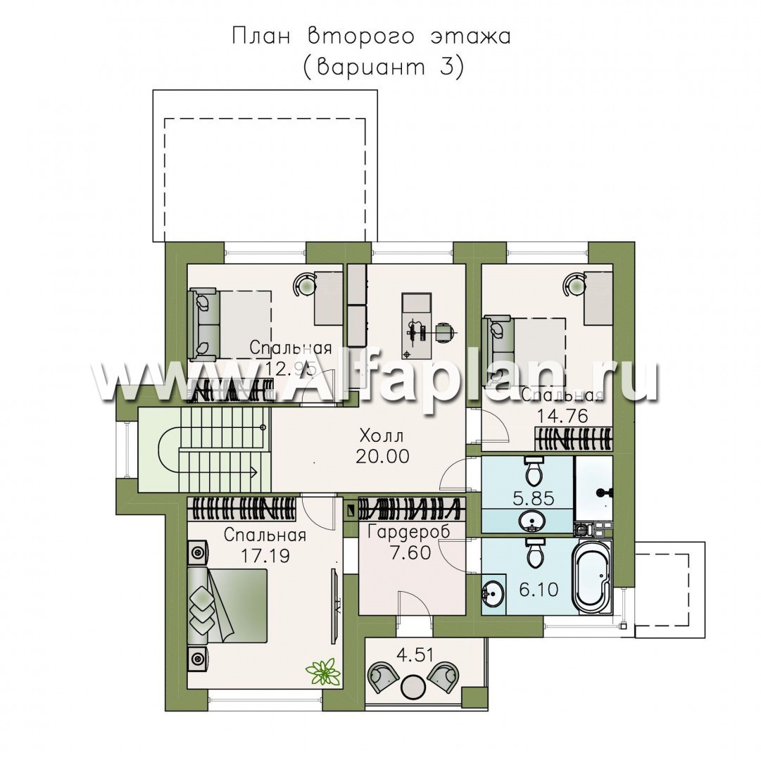 Проекты домов Альфаплан - «Страйк» - современный дом с открытой планировкой - план проекта №4
