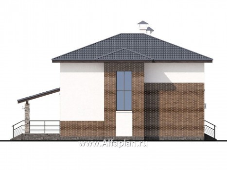 Проекты домов Альфаплан - «Страйк» - современный дом с открытой планировкой - превью фасада №3
