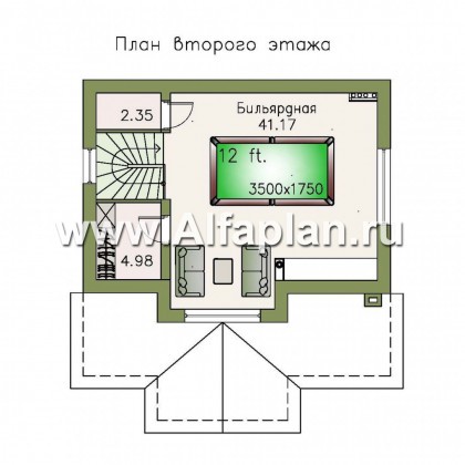 Проекты домов Альфаплан - Баня с бильярдной в мансарде - превью плана проекта №2