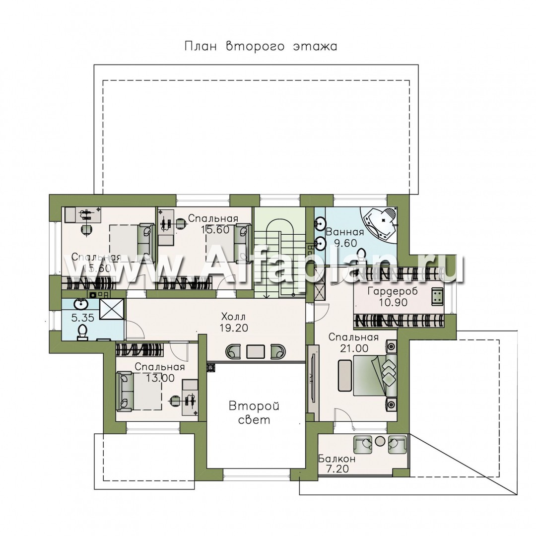 Проекты домов Альфаплан - «Арно» - классический особняк с двусветной столовой и бассейном - изображение плана проекта №2