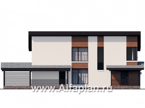 Проекты домов Альфаплан - «Писарро» - проект дома для узкого участка, 3 спальни - превью фасада №3
