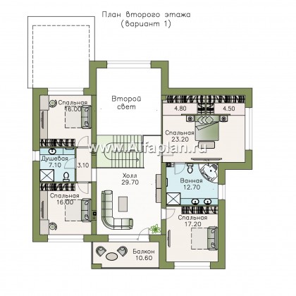 Проекты домов Альфаплан - «Висла» — особняк с двусветной столовой - превью плана проекта №2