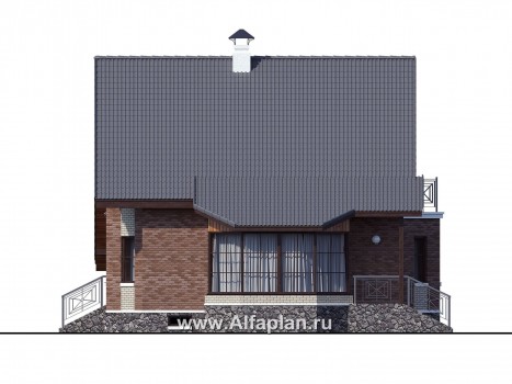 Проекты домов Альфаплан - «Регенсбург Плюс» - коттедж с цокольным этажом и верандой - превью фасада №2