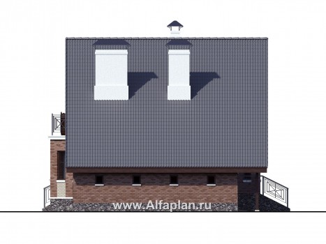 Проекты домов Альфаплан - «Регенсбург Плюс» - коттедж с цокольным этажом и верандой - превью фасада №3