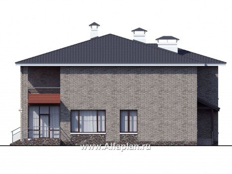 Проекты домов Альфаплан - «Семь звезд» - современный коттедж с панорамными окнами - превью фасада №2