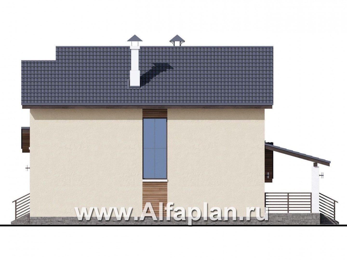 Проекты домов Альфаплан - «Весна» - экономичный и удобный дом с гаражом - изображение фасада №2