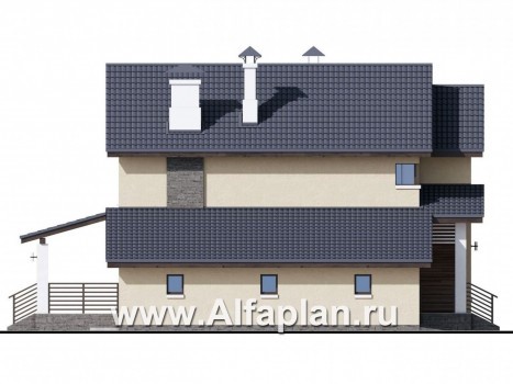 Проекты домов Альфаплан - «Весна» - экономичный и удобный дом с гаражом - превью фасада №3