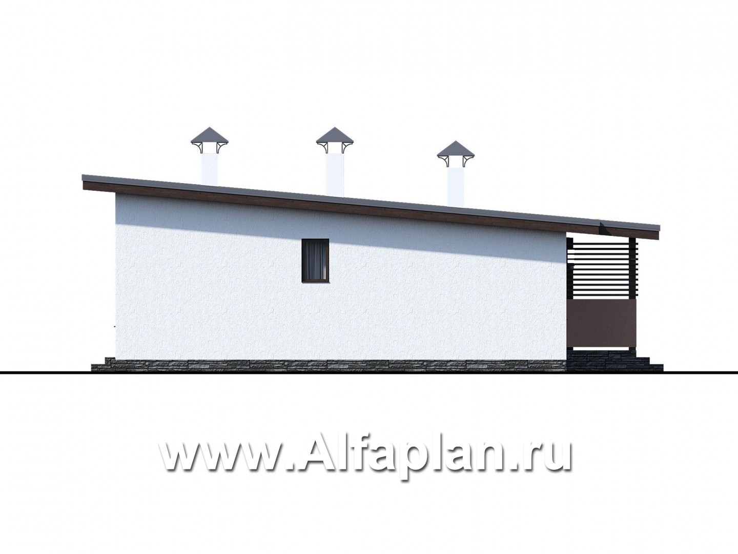 Проекты домов Альфаплан - «Зита» -  проект одноэтажного дома, с сауной, с джакузи на террасе,  в скандинавском стиле - изображение фасада №2