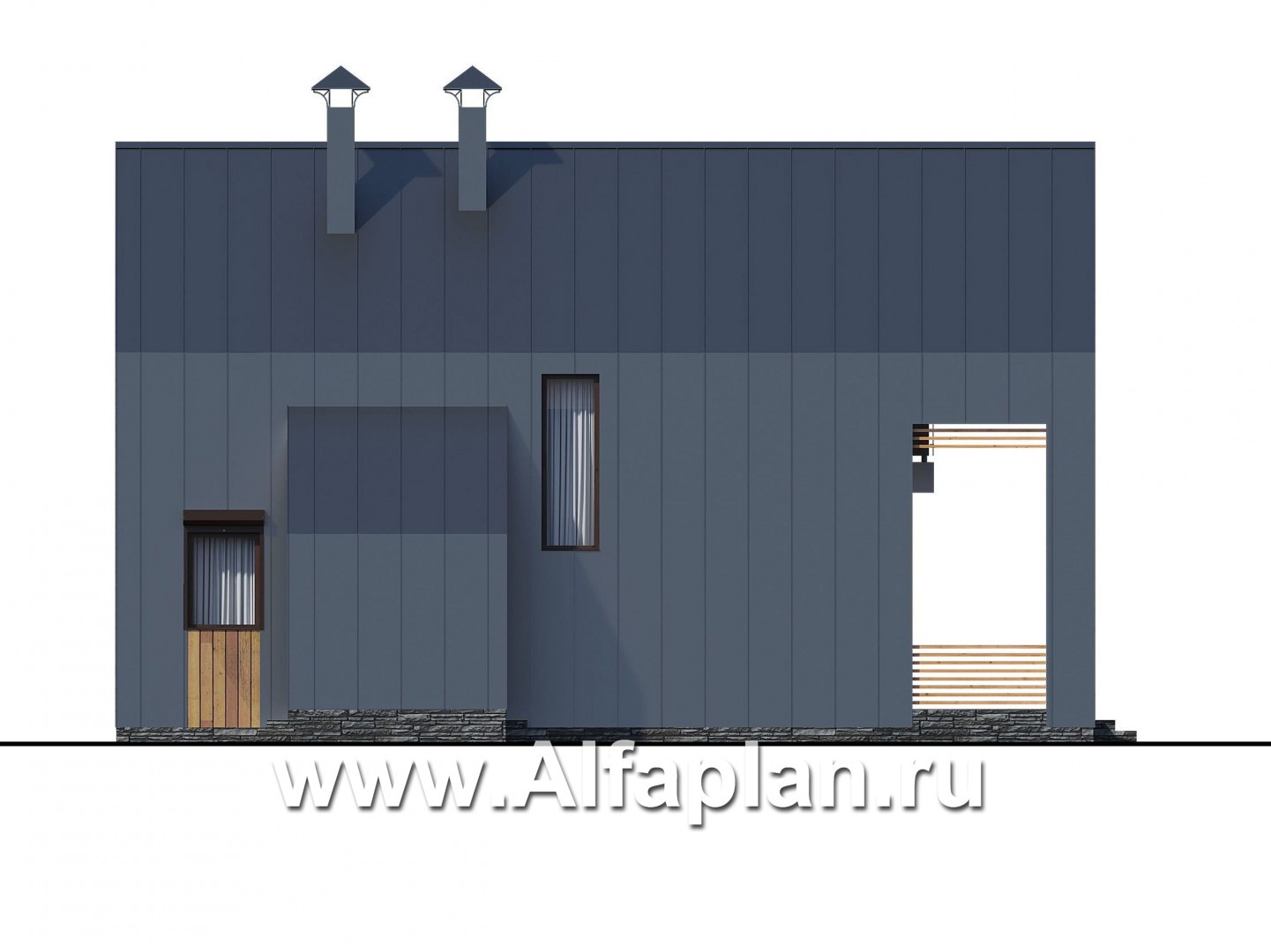 Проекты домов Альфаплан - «Сигма» - проект двухэтажного каркасного дома в стиле барн, с террасой - изображение фасада №3