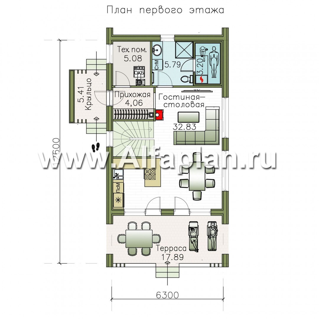 Проекты домов Альфаплан - «Сигма» - стильный двухэтажный каркасный дом - план проекта №1
