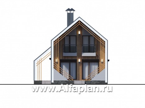 Проекты домов Альфаплан - «Сигма» - проект двухэтажного каркасного дома в стиле барн, с террасой - превью фасада №1