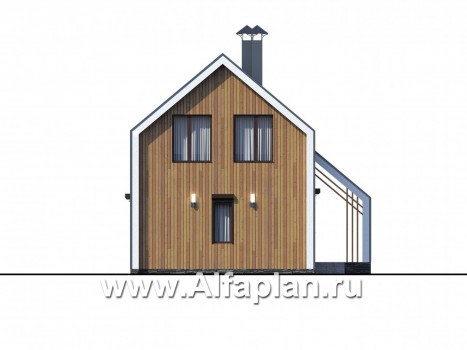 Проекты домов Альфаплан - «Сигма» - проект двухэтажного каркасного дома в стиле барн, с террасой - превью фасада №4