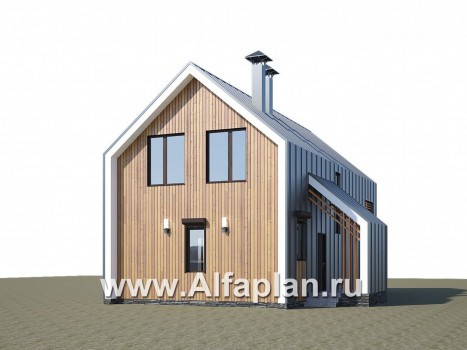 Проекты домов Альфаплан - «Сигма» - проект двухэтажного каркасного дома в стиле барн, с террасой - превью дополнительного изображения №2