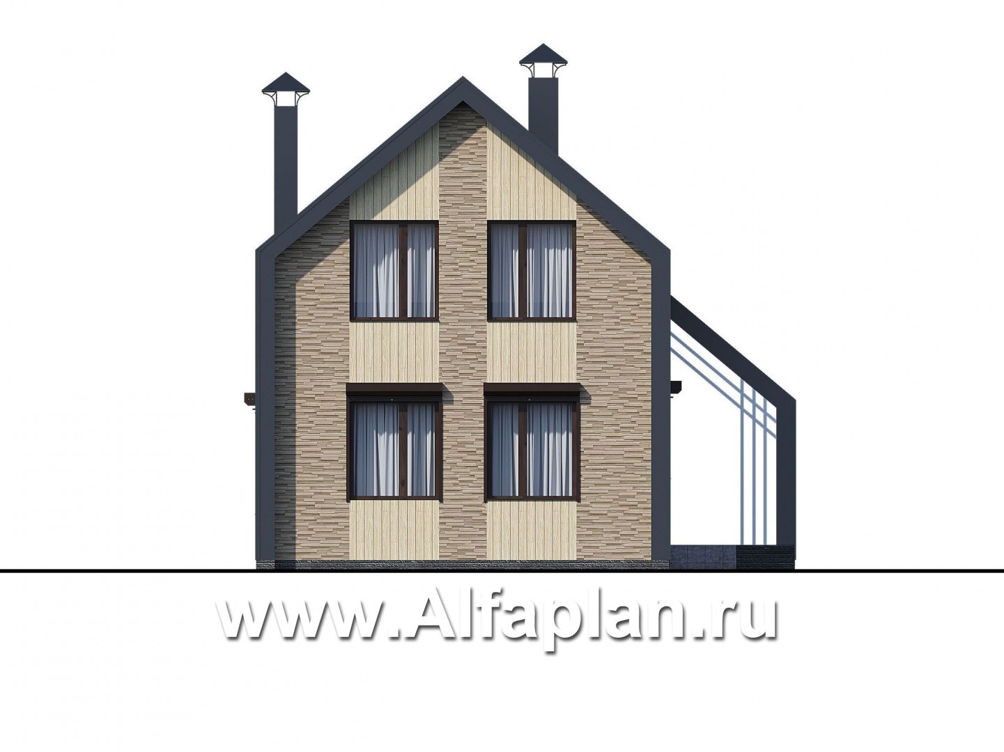 Проекты домов Альфаплан - «Омега» - коттедж для узкого участка - изображение фасада №4