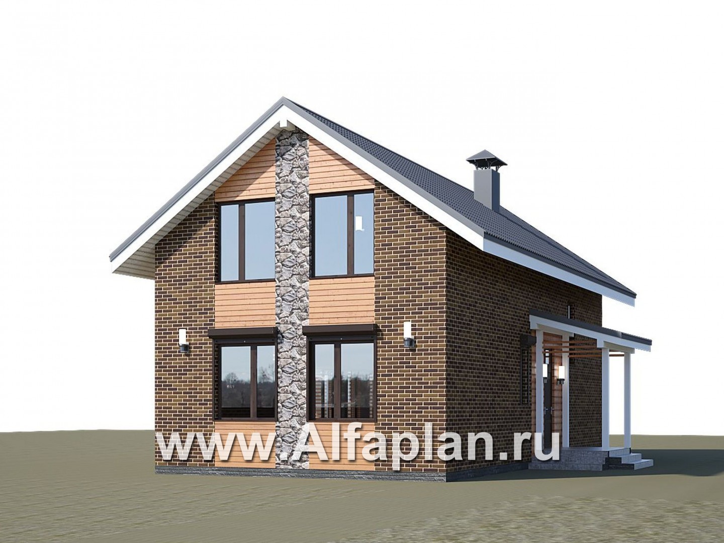 Проекты домов Альфаплан - «Омега» - рациональный коттедж с удобной планировкой - дополнительное изображение №1