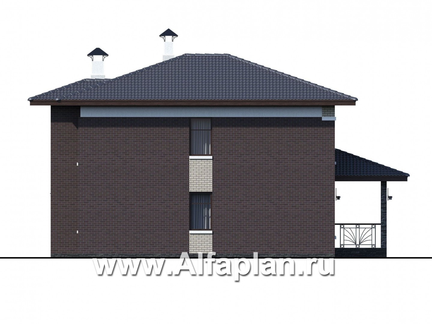 Проекты домов Альфаплан - «Маяк» - уютный дом с террасой - изображение фасада №3