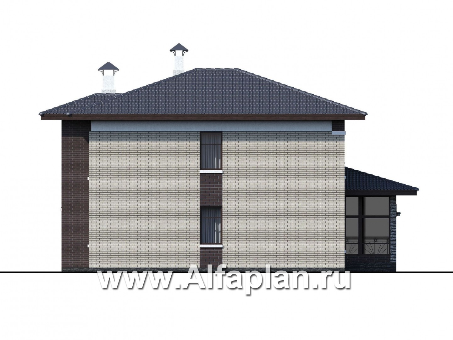 Проекты домов Альфаплан - «Маяк» - уютный дом с остекленной террасой - изображение фасада №3