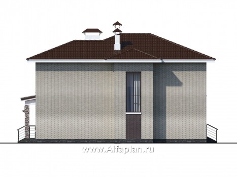 Проекты домов Альфаплан - «Формула успеха» - загородный дом с гаражом - превью фасада №3