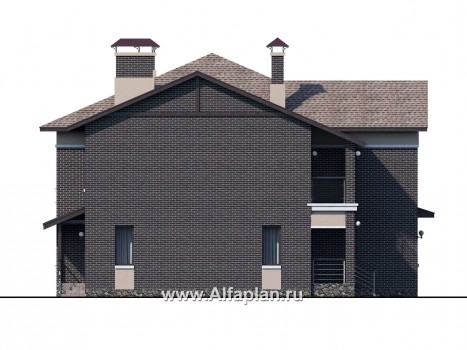 Проекты домов Альфаплан - «Голицын» — особняк с двусветной гостиной и сауной - превью фасада №3