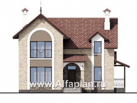 Проекты домов Альфаплан - «Огни залива» - проект дома с открытой планировкой - превью фасада №1