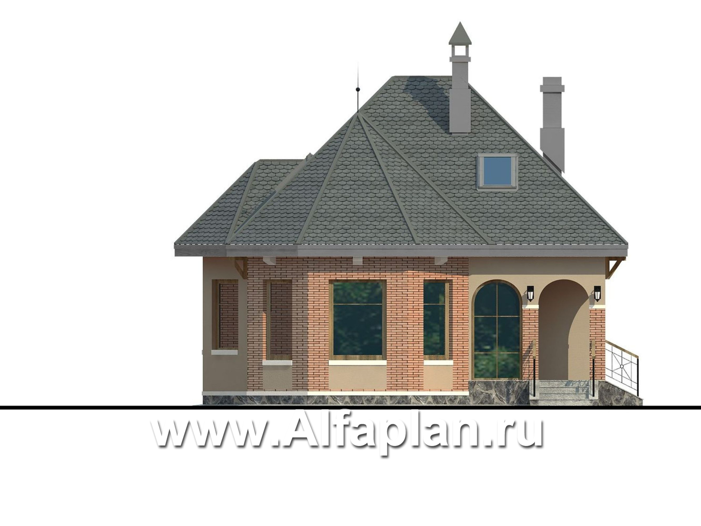 Проекты домов Альфаплан - «Душечка» - небольшой дом с мансардой - изображение фасада №1